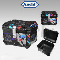 ANCHI กล่องหลัง 45L กล่องท้ายอลูมิเนียมอัลลอยด์ มีแถบสะท้อนแสง อะไหล่มอเตอร์ไซค์กรโครงเหล็กและซับใน