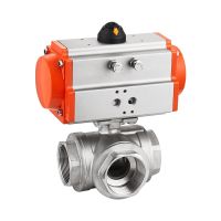 DN32 304 Stainless Steel Pneumatic Ball Valve Three-way T/L AT Pneumatic Actuator Female Thread Ball Valves