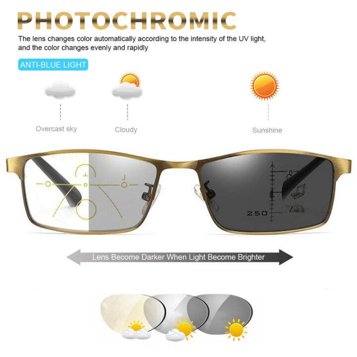 Progressive Photochromic Automatic zoom Smarth Reading Glasses 2023 Men MultiFocus Anti