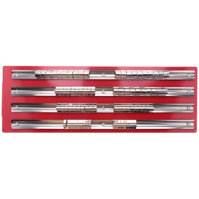 80Pc Socket Tray Rack 1/4 inch, 3/8 inch, 1/2 inch Inch Snap Rail Tool Set Organizer