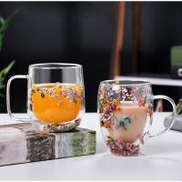 【CW】♧  Wall Borosilicate Glass Cup with Handle Resistant Dry Sea Snail Juice Mug Creativity