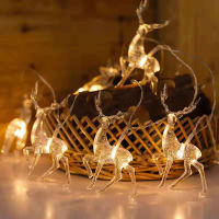 LED Deer Light String Christmas Elk-shaped Lighting Strings Merry Christmas Decor for Home Happy New Year Wedding Decoration