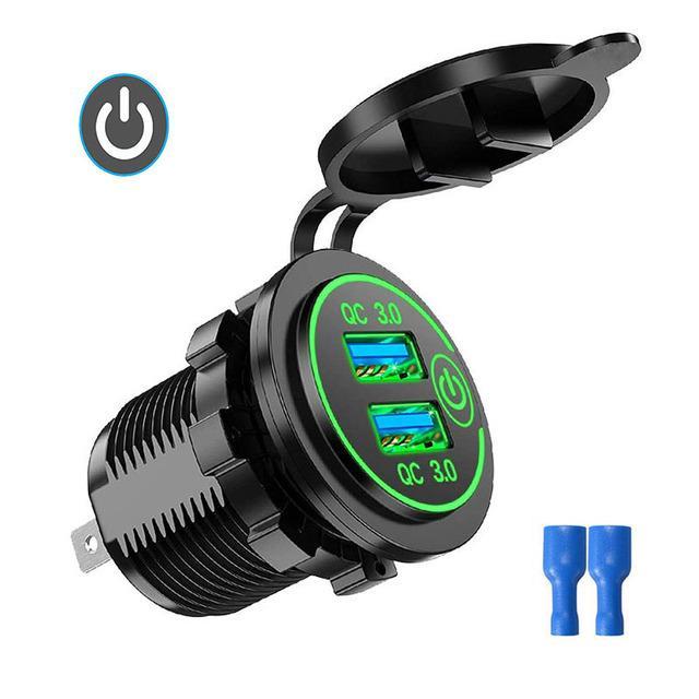 dual-usb-car-charger-waterproof-12v-24v-qc3-0-usb-fast-charger-socket-power-outlet-with-touch-switch