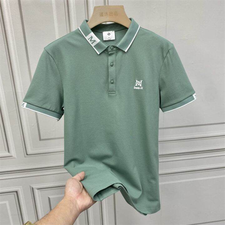 original-summer-and-autumn-new-business-casual-lapel-top-mens-trendy-short-sleeved-t-shirt-tide-brand-high-end-embroidery-polo-shirt