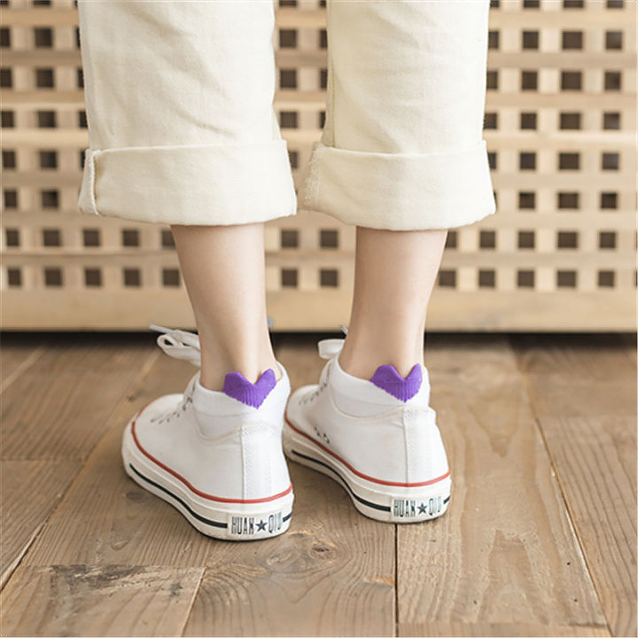 6คู่ผู้หญิงถุงเท้าสั้นสบายๆหญิงฮาราจูกุ-streetwear-น่ารักลูกอมสีหัวใจสาวนักเรียนสบาย-kawaii-ถุงเท้าข้อเท้า