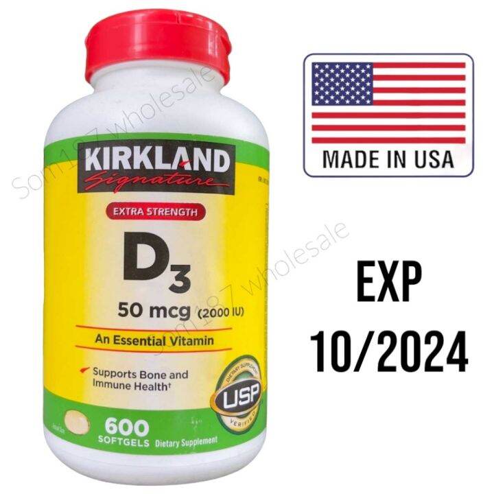 Kirkland D3 50 mcg 600 Softgels vitamin D3 2000iu Lazada.co.th