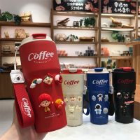 【CW】Cute Net Red  High Color Value  Large Capacity Stainless Steel Coffee Insulation Cup  Male And Female Students Portable Accompan