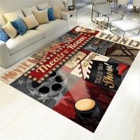 Vintage Cinema Home Movie Theater Modern Flannel Floor Rugs Soft Non Slip Carpets Indoor Decoration For Living Room Bedroom
