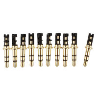 10 Pcs 3.5mm 3 Pole Male Soldering Repair Headphone Audio Jack Plug Gold Tone