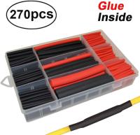 270Pcs/set 3：1Sleeving Wrap Wire Car Electrical Cable Tube kits Heat Shrink Tube Tubing Polyolefin Mixed Color Cable Management