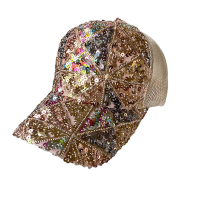 Glitter Sequin Baseball Cap หมวกปาร์ตี้ตาข่ายปรับได้สำหรับผู้หญิงและเด็กผู้หญิง