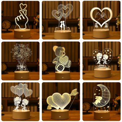Valentines Day Gift Birthday Anniversaire Gifts Heart I Love You Acrylic Led Night Light Birthday Wedding Decoration Wife Gift.