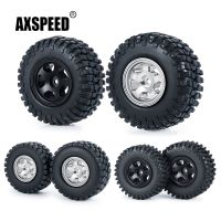 AXSPEED 1.0" Micro CNC Metal Beadlock Wheel Rims Rubber Tires Set for Axial SCX24 1/24 TRX4M 1/18 RC Crawler Car Model Electrical Connectors