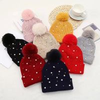 【YD】 Inlay Color Crimping Keep Warm Pompom Hat Aldult Elasticity Men Beanie Ski Cap