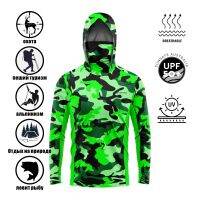 Fluor Camo Hoodies เสื้อเหมาะสำหรับตกปลาล่าสัตว์ปีนเขาตั้งแคมป์เดินป่ากลางแจ้งป้องกันแสงแดดระบายอากาศเสื้อผ้า