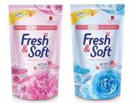 ( ขนาด 600 มล.  )*** Fresh &amp; Soft ผลิตภัณฑ์ปรับผ้านุ่ม เฟรช แอนด์ ซอฟท์ กลิ่น Morning Kiss (สีฟ้า) เเละ กลิ่น Lovely Kiss (สีชมพู)  ชนิดเติม 600 มล.