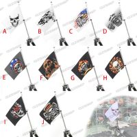 Motorcycle Pirate Skull Flag Sleeve Double Side Luggage Rack 9mm-35mm  tube diameter Universal Flag Pole For Honda Yamaha Harley