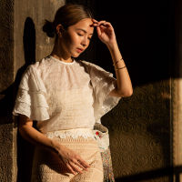 [AW22] JANESUDA white shirt with ruffled sleeves เสื้อแขนระบาย เสื้อสีขาว เสื้อแขนระบาย