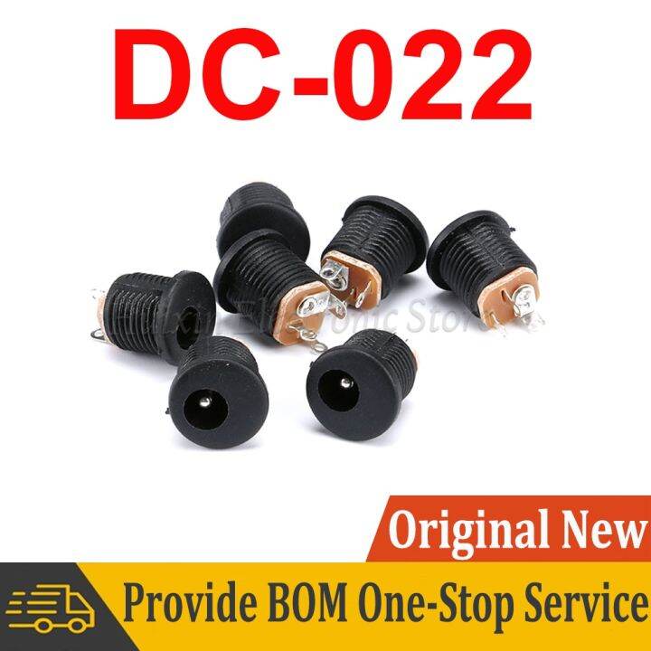 10pcs-dc-022-5-5x2-1mm-dc-power-socket-plug-jack-dc-connectors-round-hole-screw-nut-inter-panel-mounting-dc022-5-5-2-1