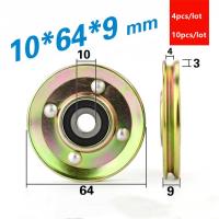 ▫◄ 4pcs/10pcs 10x64x9mm U type groove elevator door wheel metal wheel wire rope fine wire guide wheel 10x64x9 6200RS 6200