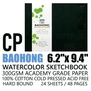 Baohong Artist Watercolor Paper 100% Cotton 300g 32k/16k/A4/A3 20sheets  Watercolor Sketchbook For