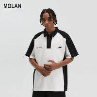 MOLAN เสื้อยืดโปโล ผู้ชายเสื้อผู้ชายแขนสั้นเสื้อโปโลหลวม,เสื้อแฟชั่น INST