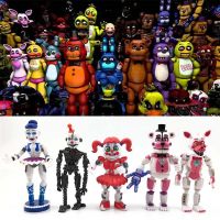 HUAII ของขวัญของเล่น FNAF ฝันร้าย 5 ชิ้น/เซ็ต ของเล่นฟิกเกอร์ อะนิเมะอุปกรณ์ต่อพ่วง บอนนี่ อุปกรณ์ตกแต่งรถยนต์ ชิกา แอ็คชั่นฟิกเกอร์ Five Nights at Freddyand#39;s หุ่นจำลอง โมเดลสะสม