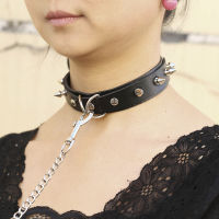 Jingg PUNK Lady Gothic Slave Leather Choker CHAIN SPIKE rivet BUCKLE COLLAR necklace