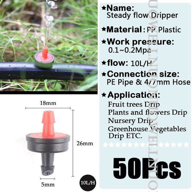 50Pcs Flow 10L 20L 30L Pressure Compensating Drip Emitter SelfCleaning
