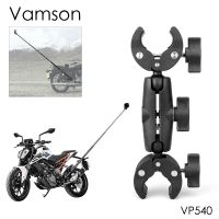 Vamson for Insta360 X3 One X2 Motorcycle Bike Double Clip Bracket with Aluminum Selfie Stick for GoPro Hero 11 10 9 Accessories