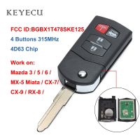 FCC ID: อะไหล่ที่ห้อยกุญแจ BGBX1T478SKE12501 4ปุ่ม315Mhz 4D63สำหรับ Mazda 3 5 6 RX8 CX-5 CX-7 CX-9 MX-5 Maita