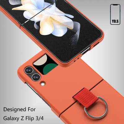 เคสโทรศัพท์มือถือ Samsung Galaxy Z Flip 4,Z Flip 3 Ring Buckle Folding Lanyard Case