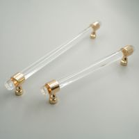 Transparent Acrylic Cupboard Handle Dresser Pulls Door Handle Pull Bathroom Cabinet Handle with Rose Gold Base