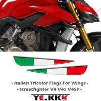 For DUCATI Streetfighter V4 V4S V4SP Italian Tricolor Flags for Wings 3D Winglet Flank Sticker Decal Decals  Emblems