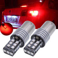 2ชิ้น Ba15s สีแดง15 SMD 2835 LED ไฟท้ายรถไฟสำรองย้อนกลับ