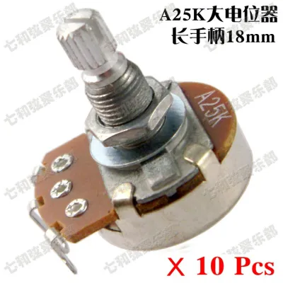 10 Pcs Full Size A25K long Split shaft ELectric Guitar Bass Volume Tone Pots Potentiometer Guitar Bass Accessories