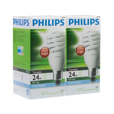 "Buy now"หลอดประหยัดไฟ 24 วัตต์ Cool Daylight PHILIPS รุ่น TORNADO TWIN PACK E27 (แพ็ค 2 หลอด)*แท้100%*