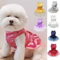 Trendy Dogs Dress Princess Cat Wedding Dress Shiny Rhinestone Washable Big Hem Two-legged Dogs Dress Dresses