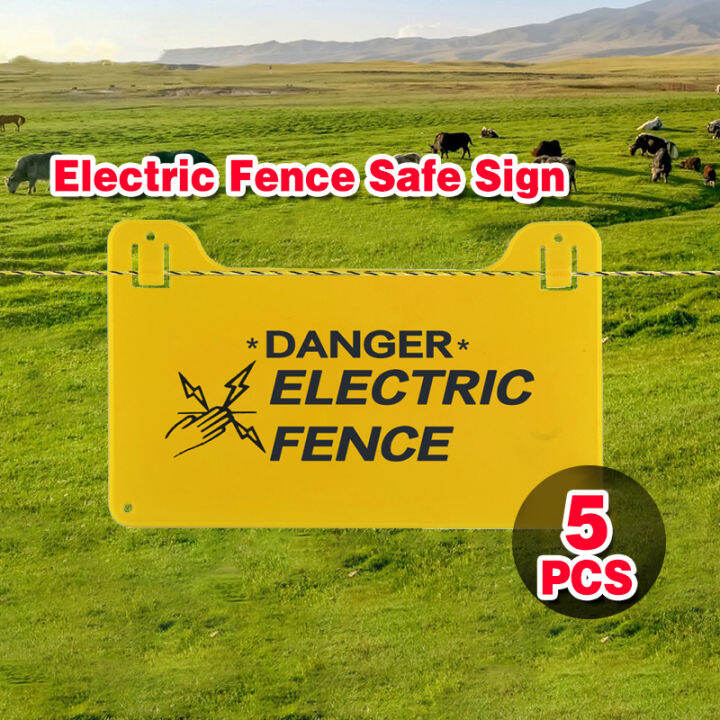 5pcs Danger Electric Fence Sign Electric Fence Safe Sign Pasture