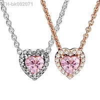 ☏► Rose Gold Timeless Elegance Elevated Heart With Pink Crystal Necklace For 925 Sterling Silver Charm Bracelet Popular Diy Jewelry