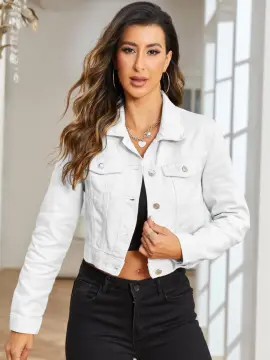 White long sales jean jacket