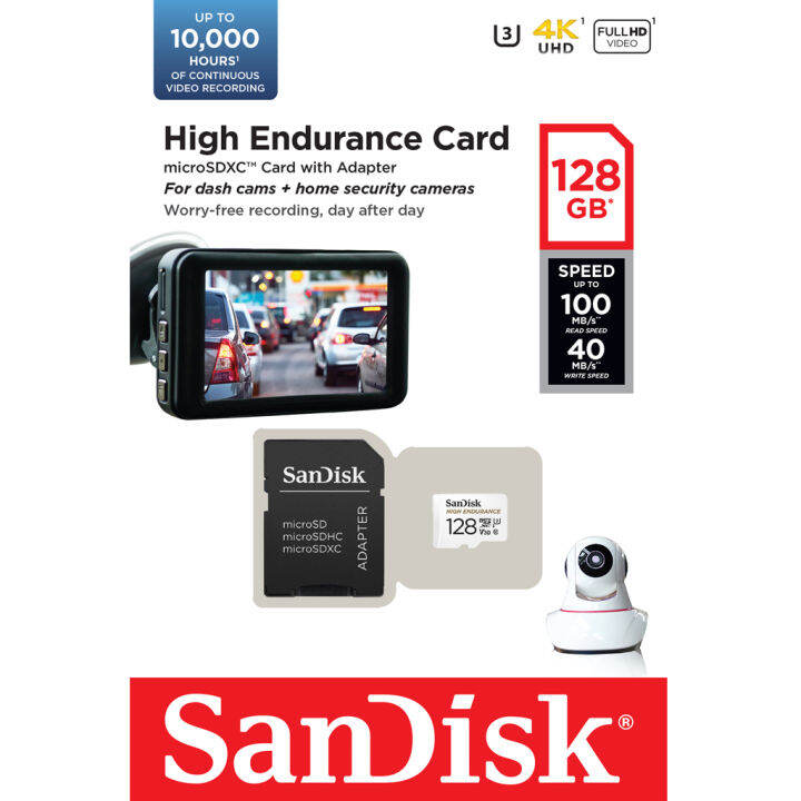 sandisk-high-endurance-128gb-microsd-card-class-10-speed-100mb-s-sdsqqnr-128g-gn6ia-เมมโมรี่การ์ด-กล้องติดรถยนต์-กล้องวงจรปิด