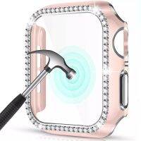 Bling Glass+Cover For Apple Watch Case 45mm 41mm 40mm 44mm 42mm 38mm Diamond bumper+Screen Protector iwatch series 7 3 8 5 6 SE Cases Cases