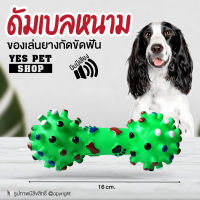 ของเล่นขัดฟัน DOGGY STYLE ดัมเบลหนาม (สีเขียว) ของเล่นขัดฟันสำหรับสุนัข บีบมีเสียง ยาว 16 cm. โดย Yes Pet Shop