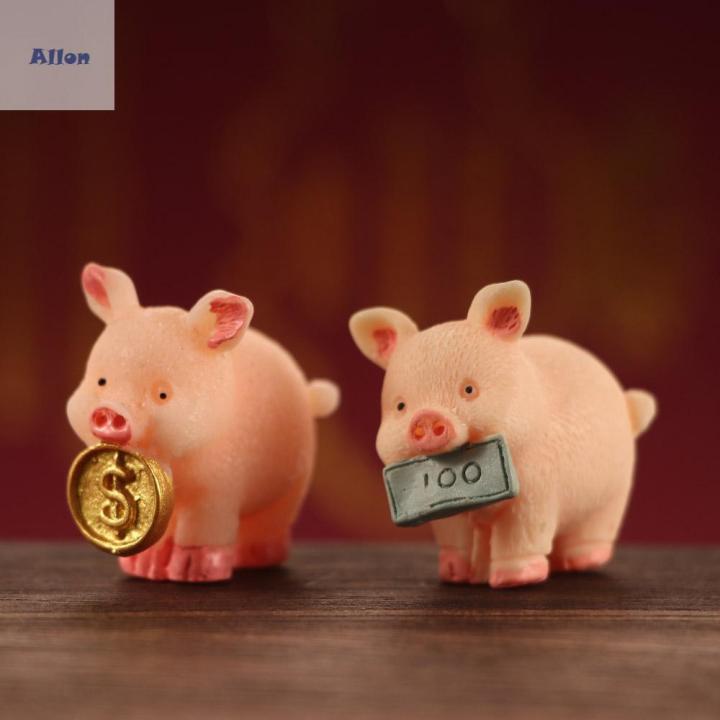 Resin Mini Fortune Pig - DIY Miniature Pigs Cake Topper Landscape  Decoration 1pc