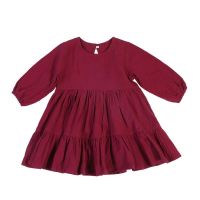 Spring Toddler Girls Dress Cotton Solid Full Sleeve Children Dress Ruffles Kids Dresses for Girls Fashion Girls Clothing  by Hs2023