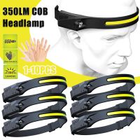 1-10pcs COB LED Induction Headlamp USB Rechargeable Head Lamp Flashlight Torch 5 Lighting Modes Work Light Camping Fishing Light