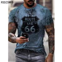 Route 66 America Highway T-shirt Mens Summer New Short Sleeve Tees Tops O-Neck T Shirts For Man Oversize Tshirt Vintage Clothing