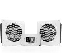 AC Infinity AIRPLATE T8 White, Quiet Cooling Dual-Fan System 6" with Thermostat Control, for Home Theater AV Cabinets