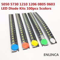 【❂Hot On Sale❂】 QFERF SHOP 100Pcs 5สี X 20Pcs 5050 5730 1210 1206 0805 0603ไดโอด Led Assortment Led แบบ Smd ไดโอด Led สีขาวสีแดงสีน้ำเงินสีเหลืองสีเขียว